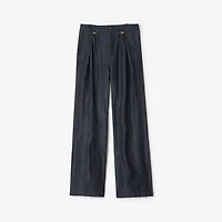 Panelled Denim Trousers in Indigo - Women, Cotton | Burberry® Official