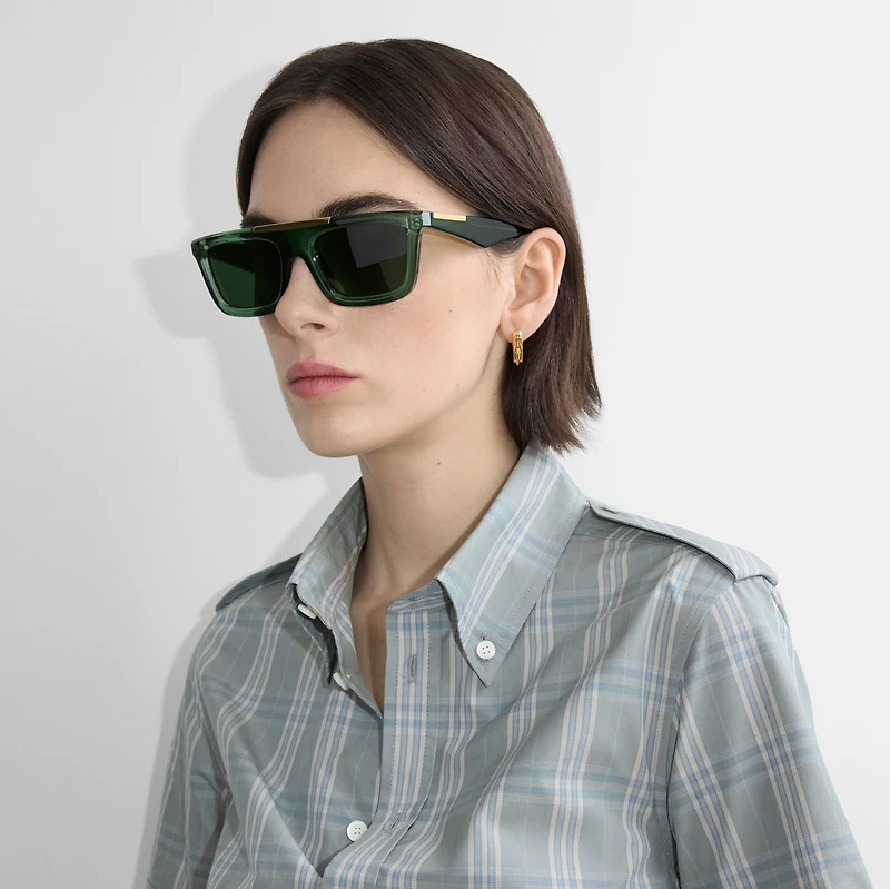 Classic Rectangular Sunglasses​ in Khaki - Men | Burberry® Official