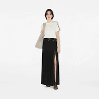 Check Trim Cotton T-shirt in Chalk - Women | Burberry® Official