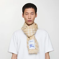Wide Check Wool Silk Scarf in Sand/ecru | Burberry® Official