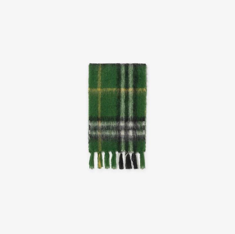 Check Mohair Wool Scarf in Leaf | Burberry® Official