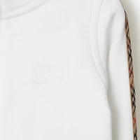 Check Trim Cotton Zip Hoodie in White | Burberry® Official