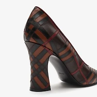 Check Leather Trinket Pumps in Mahogany red - Women | Burberry® Official