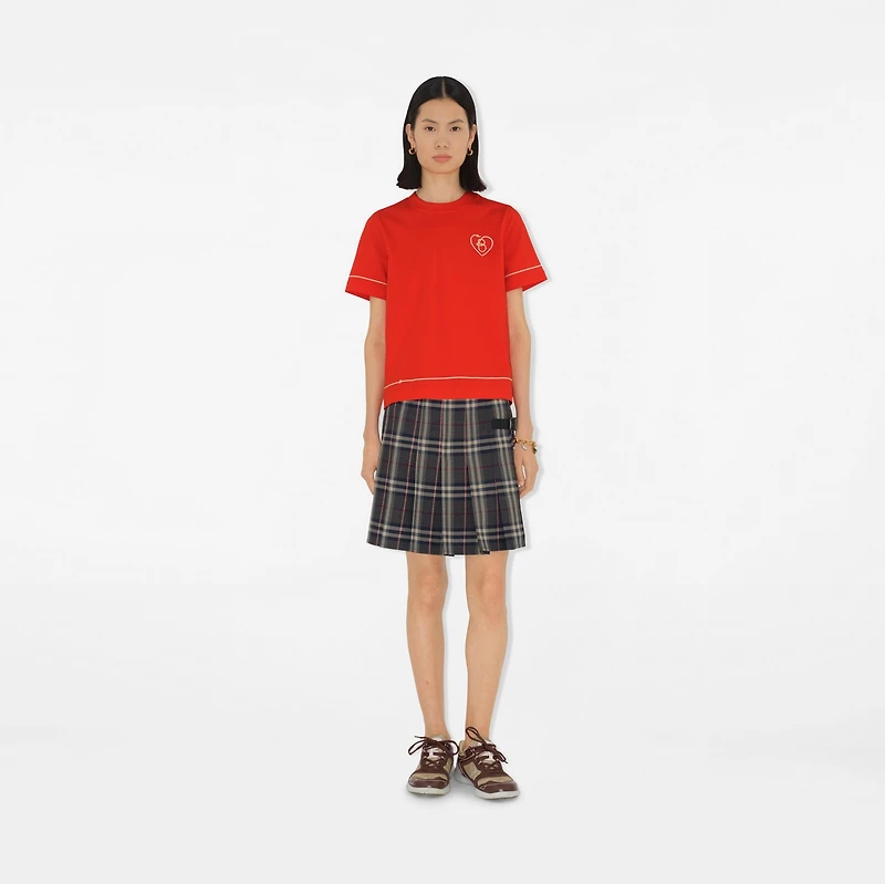 B Heart Cotton T-shirt in Tulip red - Women | Burberry® Official