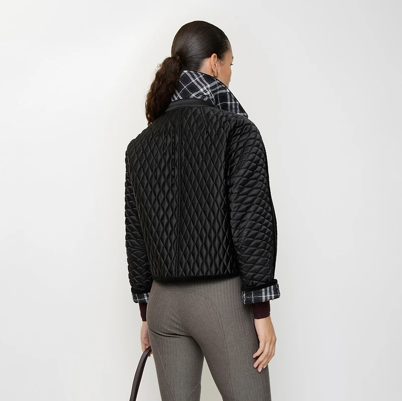 Cropped Quilted Nylon Floriston Jacket in Black - Women | Burberry® Official