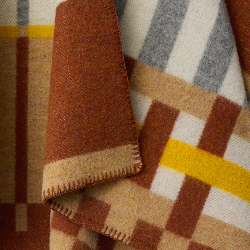 Colour Block Check​ Wool Cape in Cob | Burberry® Official