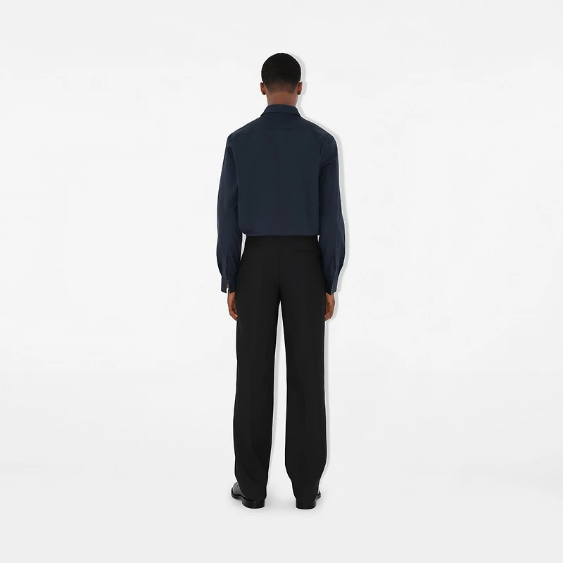 Slim Fit Stretch Cotton Shirt in Navy