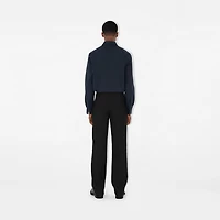 Slim Fit Stretch Cotton Shirt in Navy
