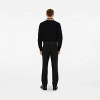 Long-sleeve Check Collar Cotton Polo Shirt in Black - Men | Burberry® Official