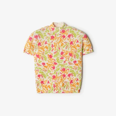 Floral Cotton Blend Top in Fuchsia pink - Women, Linen | Burberry® Official