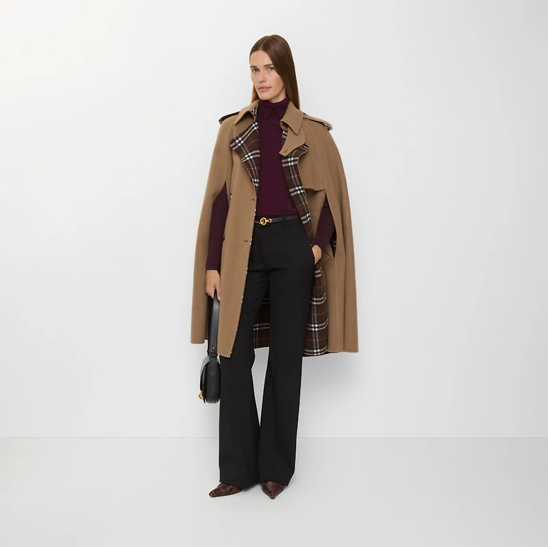 Wool Belmont Trench Cape in Camel brown/treacle brown - Women | Burberry® Official