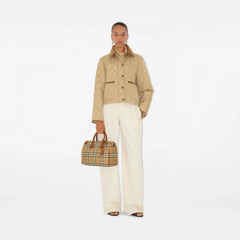 Medium Check Bowling Bag in Archive beige/briar brown - Women | Burberry® Official
