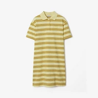 Striped Cotton Polo Shirt Dress in Alabaster - Women | Burberry® Official