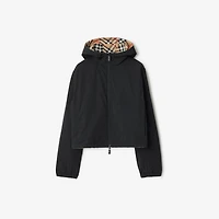 Cropped Reversible Check Hooded Jacket in Sand - Women, Nylon | Burberry® Official
