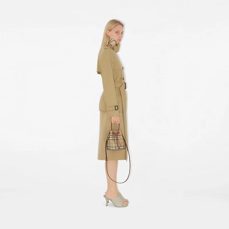 Mini Check Bucket Bag in Archive beige/briar brown - Women | Burberry® Official