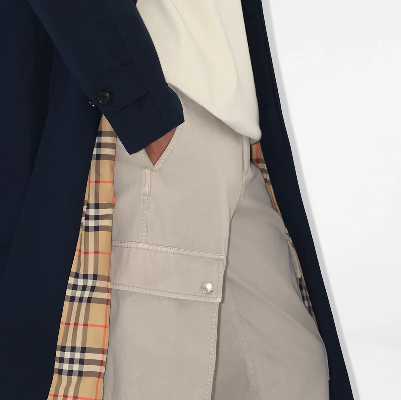 Long Camden Heritage Car Coat in Coal blue - Men, Cotton Gabardine | Burberry® Official