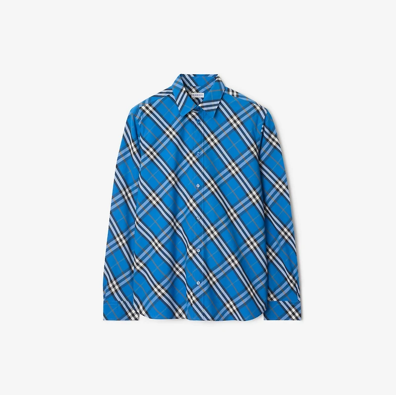 Regular Fit Check Cotton Shirt in Hyacinth blue