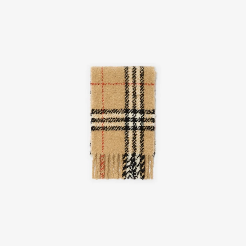 Check Alpaca Wool Blend Bouclé Scarf in Sand beige | Burberry® Official