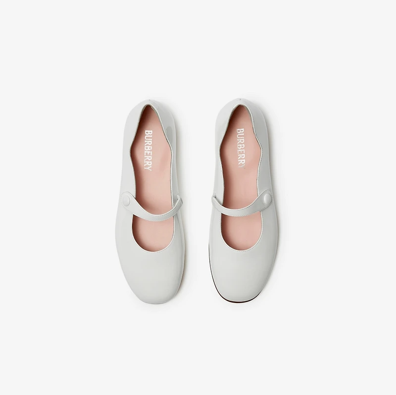Leather Mary Jane Flats in Optic white