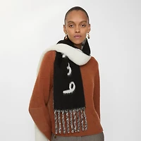 Reversible Logo Alpaca Wool Blend Scarf in Black | Burberry® Official