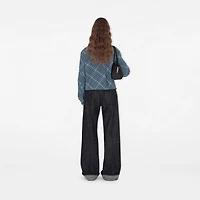 Cropped Reversible Check Hooded Jacket in Pewter - Women, Nylon | Burberry® Official