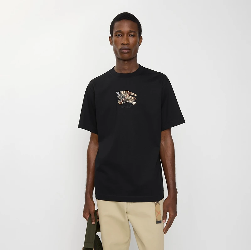 EKD Check Cotton T-shirt in Black - Men | Burberry® Official