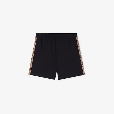 Check Trim Swim Shorts in Black - Men, Nylon | Burberry® Official