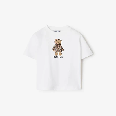 Puffer Bear Cotton T-shirt in White | Burberry® Official