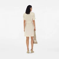 Silk Blend Shirt Dress in Off white - Women | Burberry® Official
