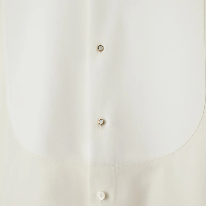 Slim Fit Cotton Silk Tuxedo Shirt in Natural white - Men | Burberry® Official