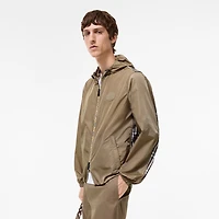 Check Trim Nylon Hooded Jacket in FINCH BROWN - Men | Burberry® Official