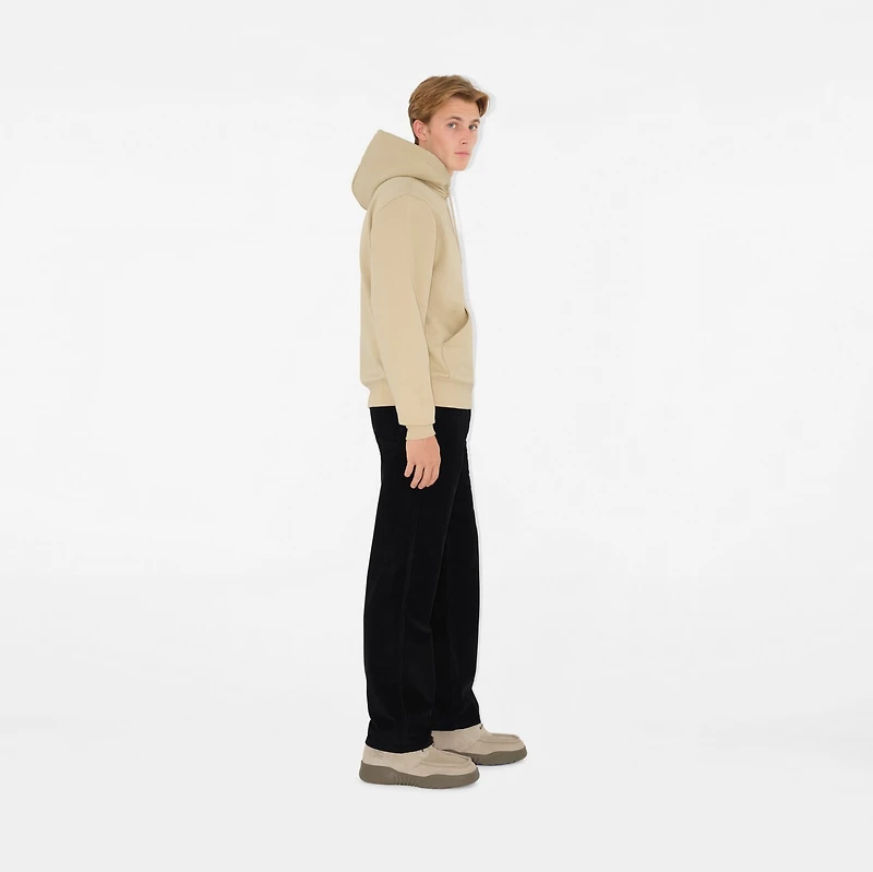 Check Label Cotton Hoodie in Nutmeg - Men | Burberry® Official