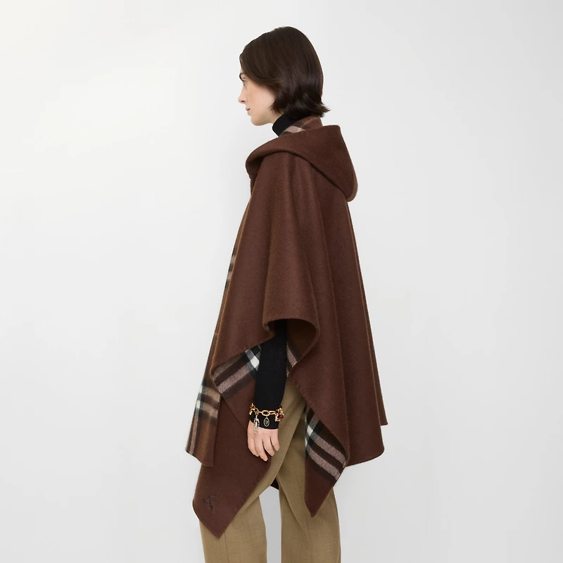 Cashmere Hooded Cape in Treacle brown | Burberry® Official