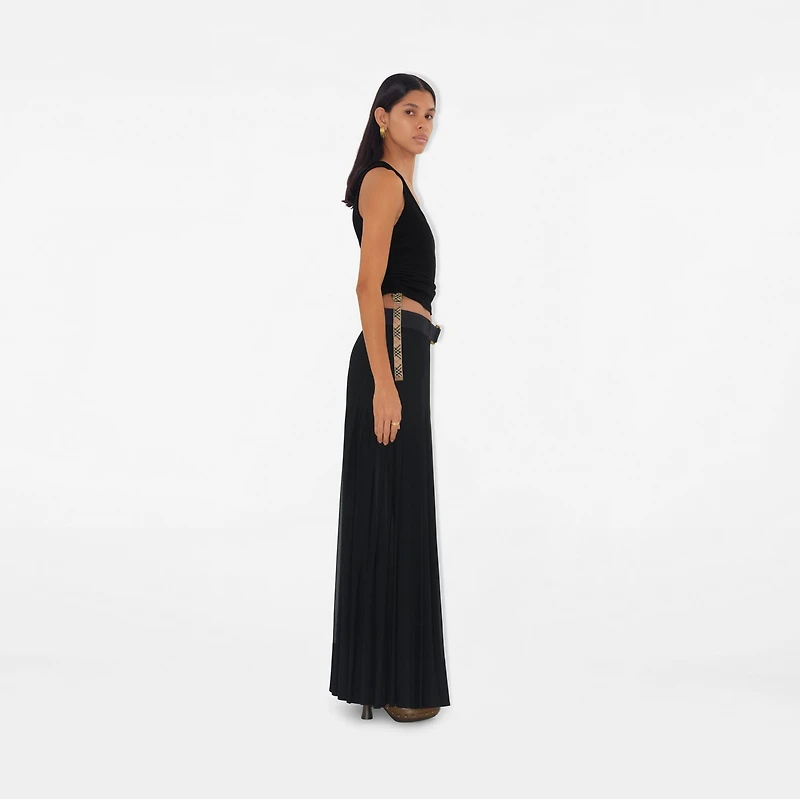 Pleated Crepe Jersey Maxi Skirt in Black - Women | Burberry® Official