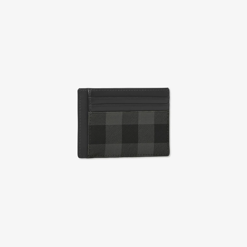 Check Money Clip Card Case in Charcoal - Men, Canvas | Burberry® Official