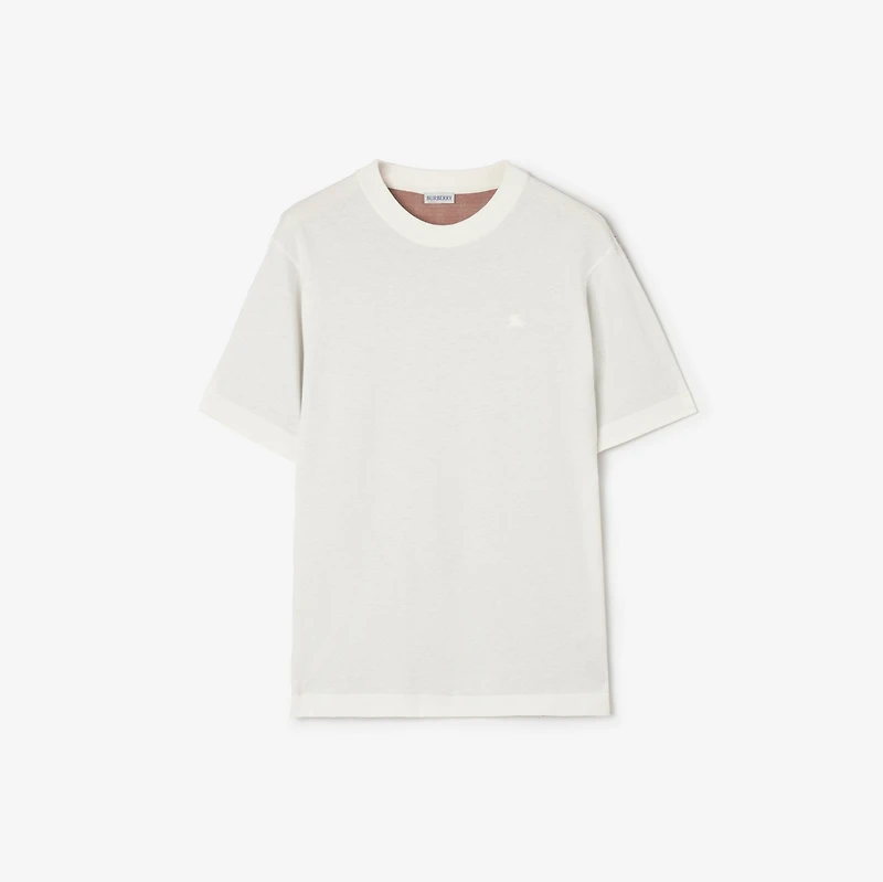 Check Cotton T-shirt in Chalk white - Men | Burberry® Official