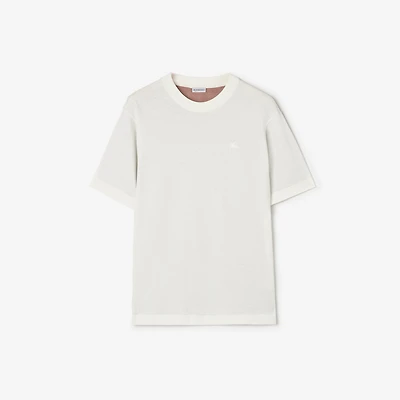 Check Cotton T-shirt in Chalk white - Men | Burberry® Official