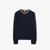Icon Stripe Trim Wool Cashmere Sweater in Navy - Men | Burberry® Official