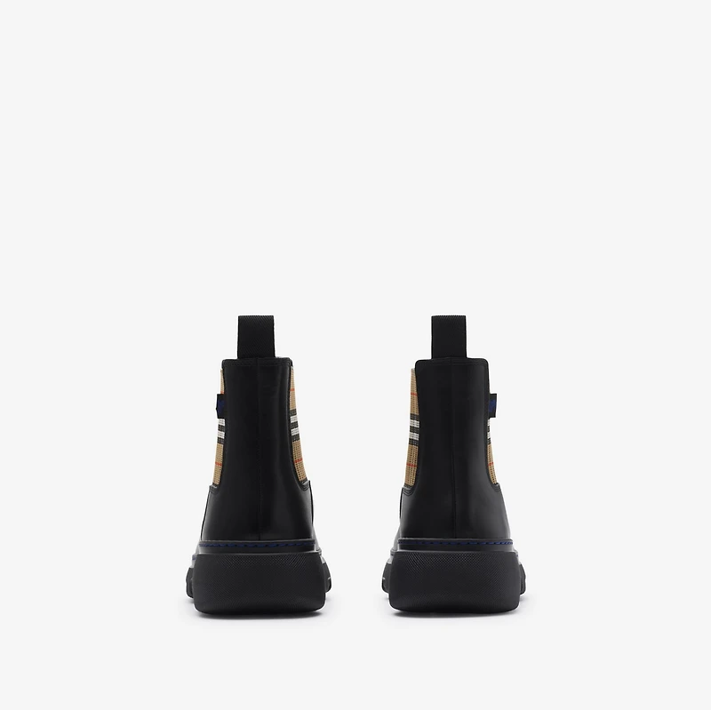 Leather Creeper Low Chelsea Boots in Black/sand - Men | Burberry® Official