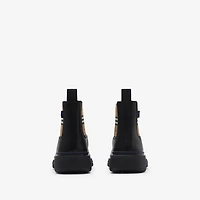 Leather Creeper Low Chelsea Boots in Black/sand - Men | Burberry® Official