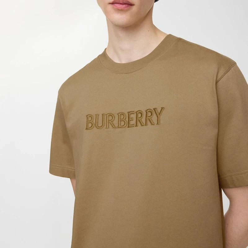 Logo Cotton T-shirt in Sparrow beige - Men | Burberry® Official