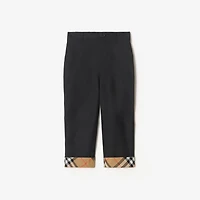 Check Turn-up Cotton Trousers in Black | Burberry® Official