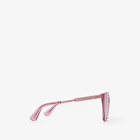 Check Engraved Square Sunglasses​ in Pastel pink - Women | Burberry® Official