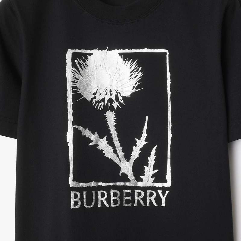 Thistle Cotton T-shirt in Black - Women | Burberry® Official