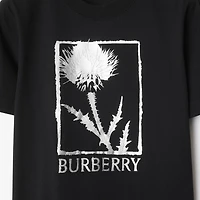 Thistle Cotton T-shirt in Black - Women | Burberry® Official