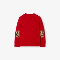 Check Patch Wool Cashmere Sweater in Pillar red | Burberry® Official
