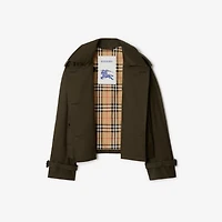 Cropped Tropical Gabardine Trench Jacket in Juniper green - Women, Cotton | Burberry® Official