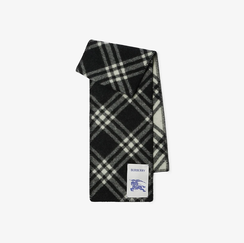 Check Wool Scarf in Black | Burberry® Official