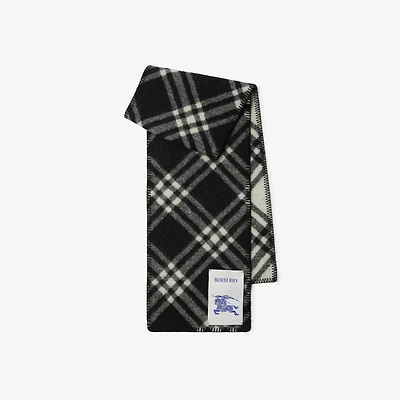 Check Wool Scarf in Black | Burberry® Official