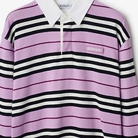Long-sleeve Striped Cotton Polo Shirt in Dawn - Women | Burberry® Official